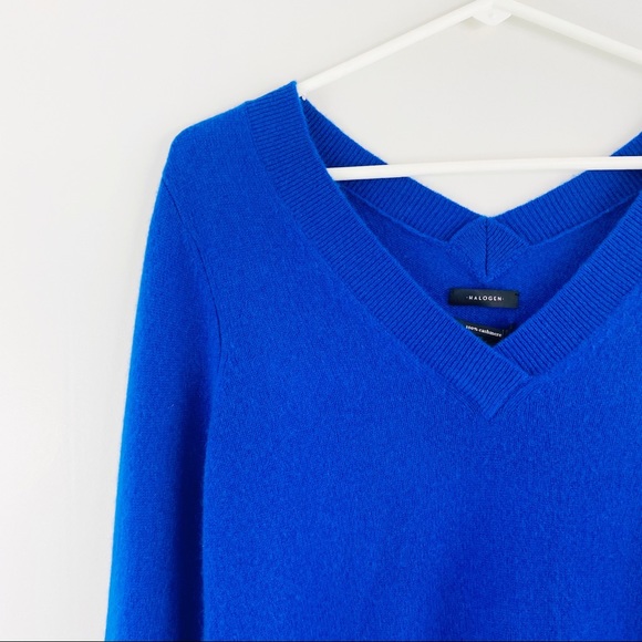 Halogen Royal Blue 100% Cashmere Sweater V Neck - Picture 5 of 8